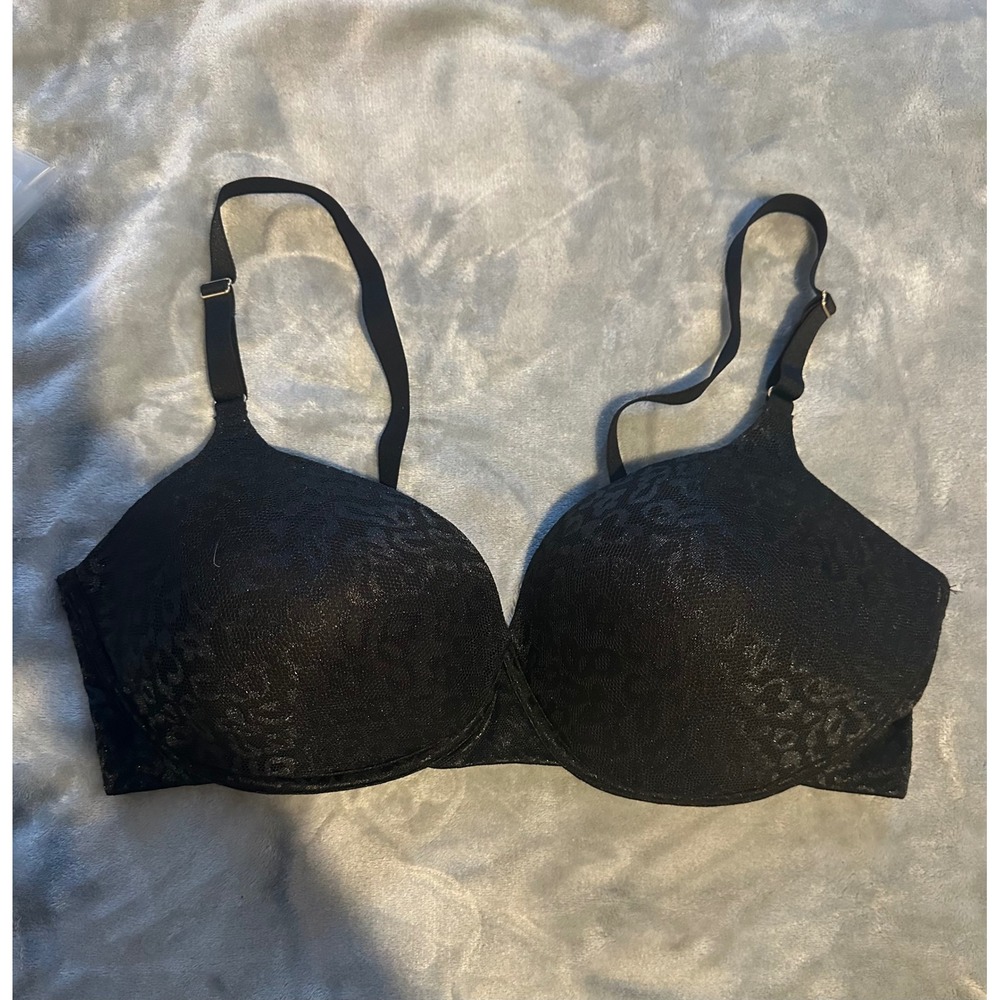 Joyspun Bra Women 38DD Black Leopard Print Lace‎ Underwire T-Shirt Bra Everyday